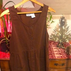 90s chocolate brown jumper dress with pockets!
